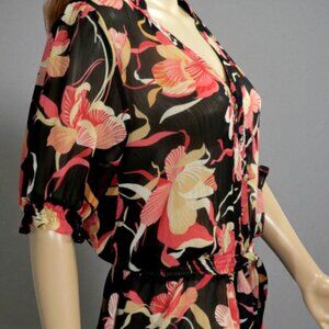 Floral Button Up Blouse Top